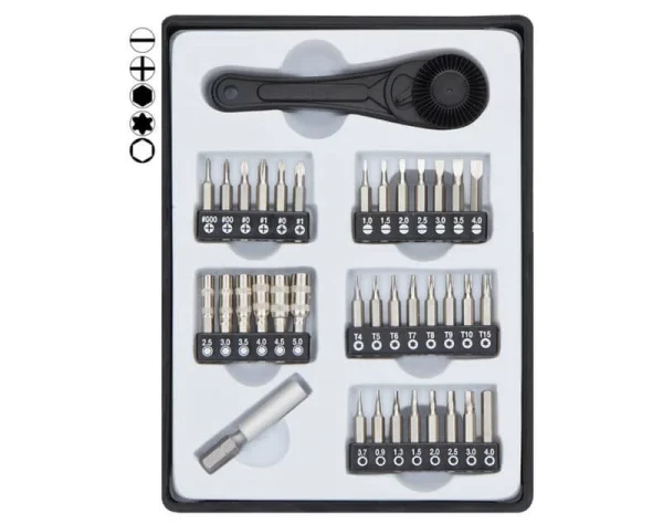 1 Mini-Ratschen-Satz, 40-teilig. Mit 4mm-MiniBit-Einsätzen ( 1