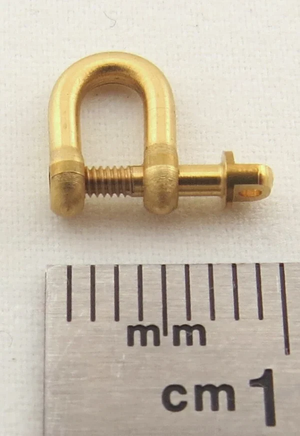Schäkel Ca. 8,6×5,6mm, Mit Gewinde-Bolzen M1. Messing 1