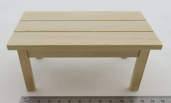 1x Gartentisch 13×6,4x6cm, Höhe 6cm. 64mm Tief. Holz, Natur 3