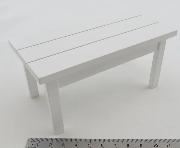 1x Gartentisch 13×6,4x6cm, Höhe 6cm. 64mm Tief. Holz, Weiss 1