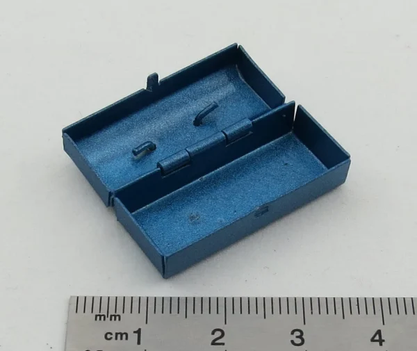 1x Werkzeugkiste 30mm Lang, Metall. Blau Lackiert, Aufklappb 3