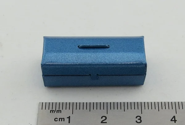 1x Werkzeugkiste 30mm Lang, Metall. Blau Lackiert, Aufklappb 1