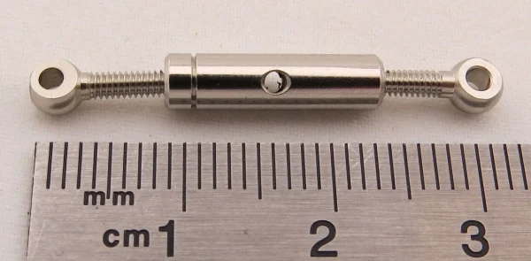 Spannschloss M2 (Alu), Mit Gegenläufige Gewinde. Gesamtläng 3
