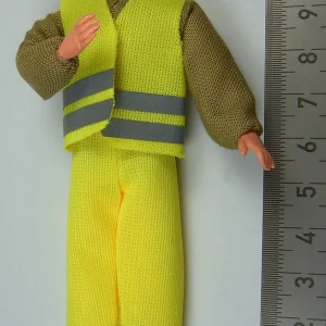 1x Biegepuppe Arbeiter 11cm Hoch Mit Warnbekleidung (Hose + 9
