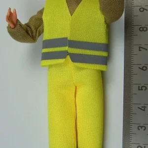 1x Biegepuppe Arbeiter 11cm Hoch Mit Warnbekleidung (Hose + 13