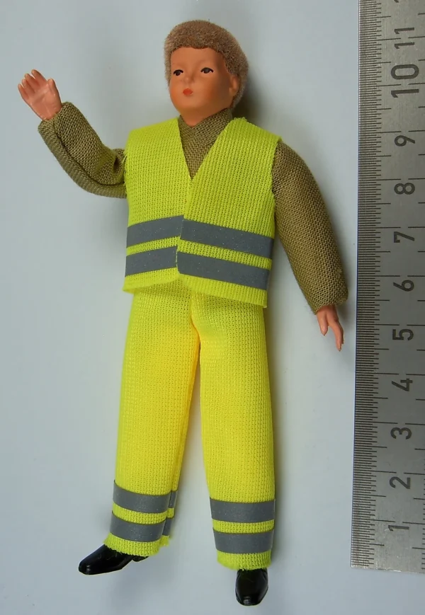1x Biegepuppe Arbeiter 11cm Hoch Mit Warnbekleidung (Hose + 1