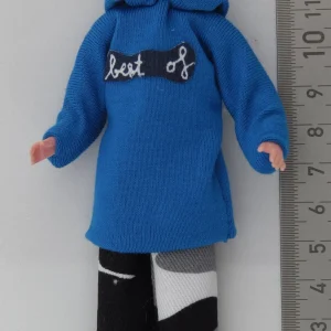 1 Biegepuppe MANN, Ca. 14cm Hoch Mit Blauem Kapuzenpulli 8
