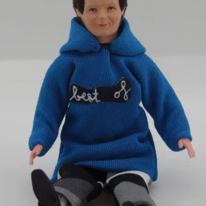 1 Biegepuppe MANN, Ca. 14cm Hoch Mit Blauem Kapuzenpulli 10