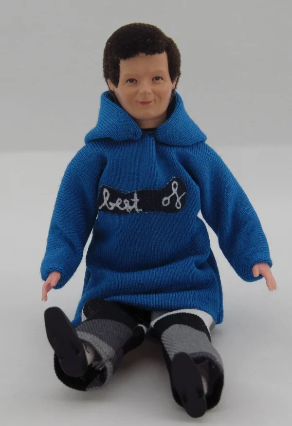 1 Biegepuppe MANN, Ca. 14cm Hoch Mit Blauem Kapuzenpulli 4