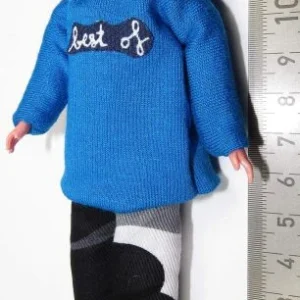 1 Biegepuppe MANN, Ca. 14cm Hoch Mit Blauem Kapuzenpulli 12