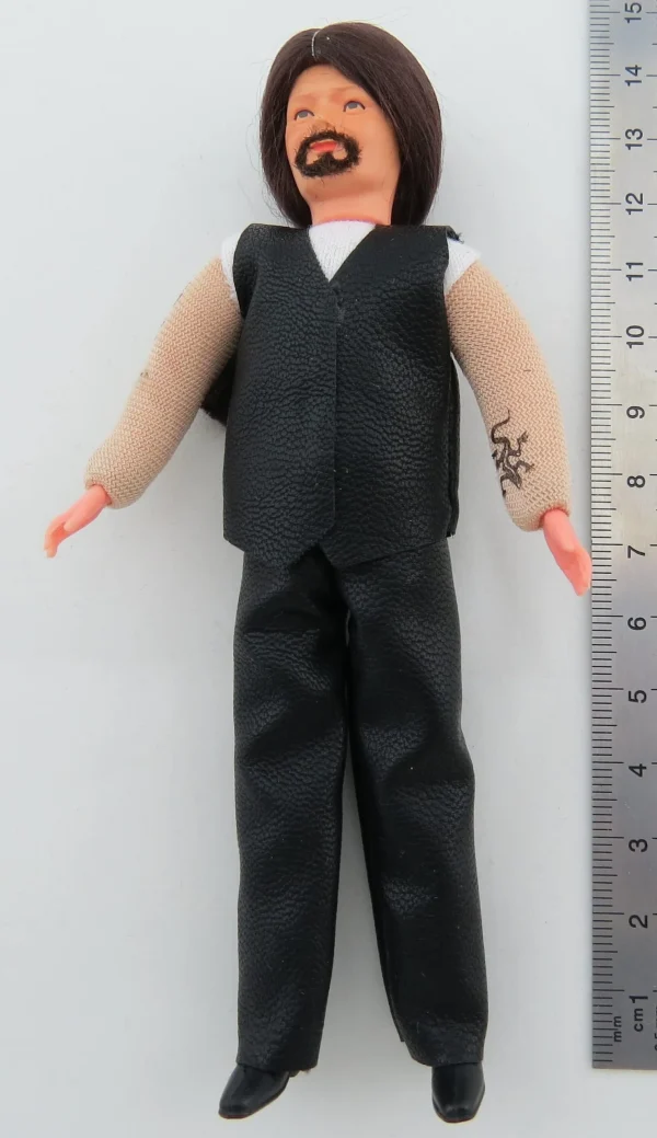1 Biegepuppe MANN, Ca. 14cm Hoch, ROCKER, Lederanzug 1